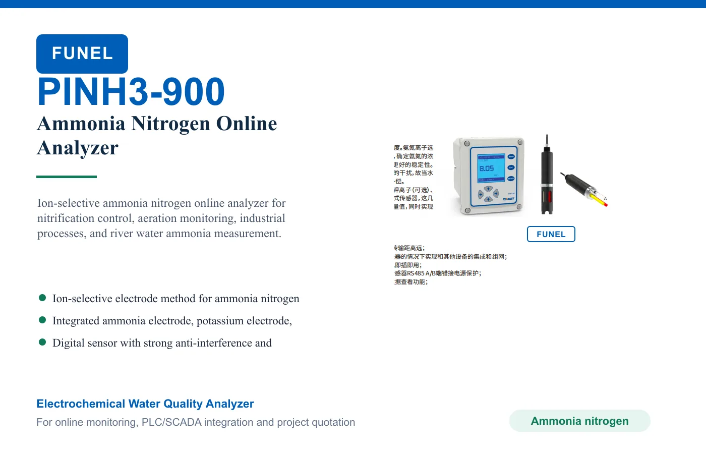 PINH3-900 Ammonia Nitrogen Online Analyzer