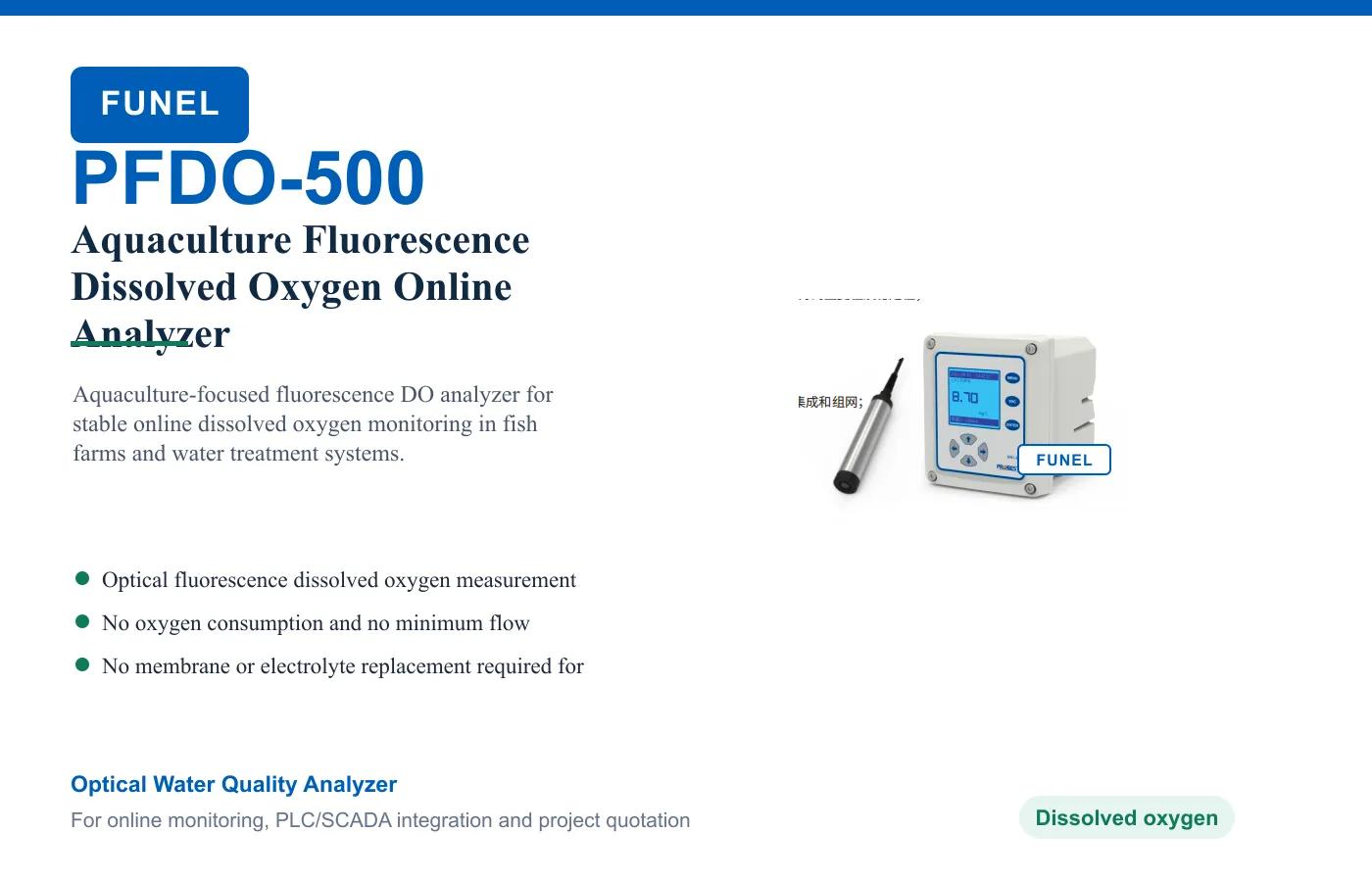 PFDO-500 Aquaculture Fluorescence Dissolved Oxygen Online Analyzer