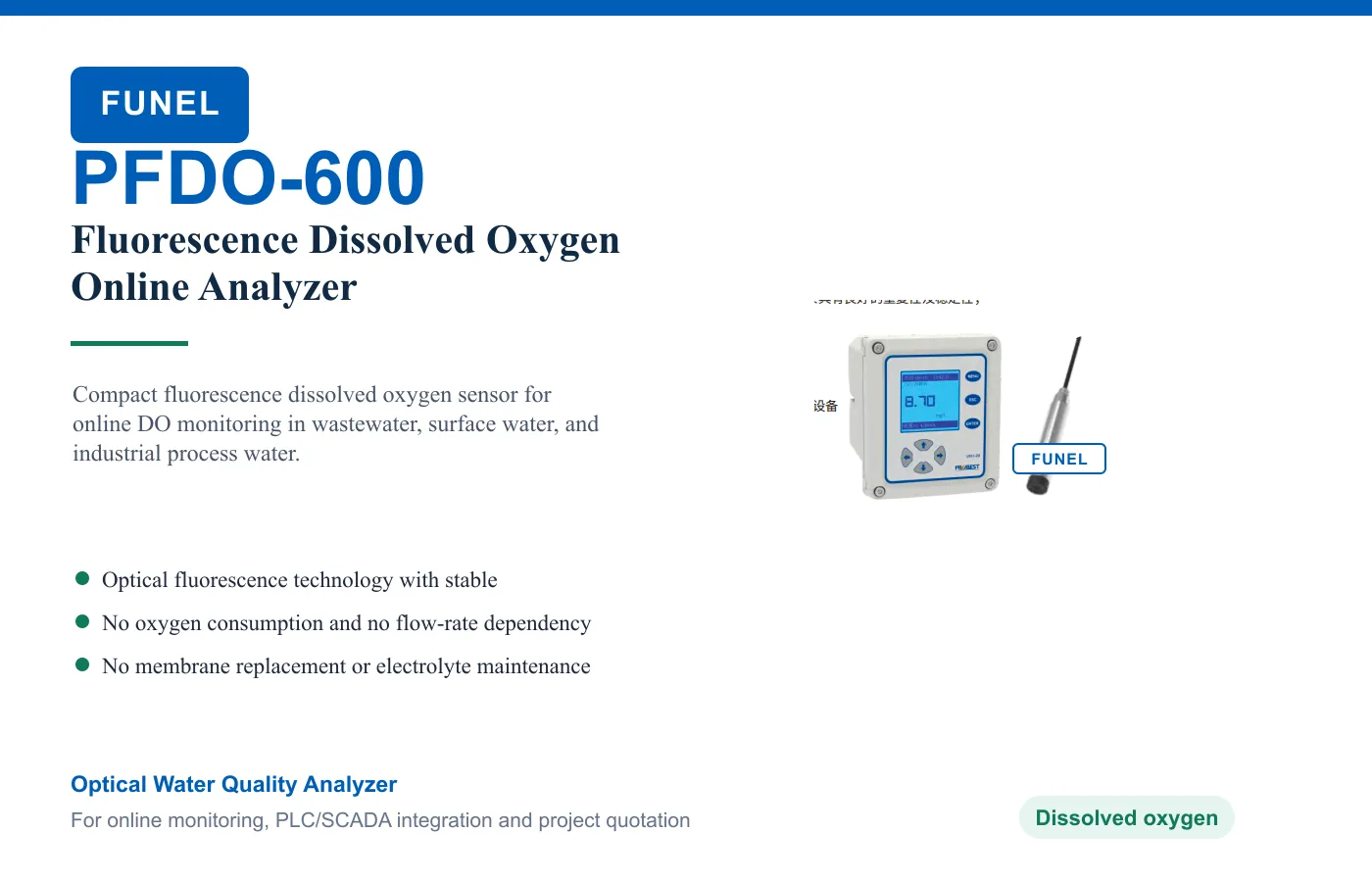 PFDO-600 Fluorescence Dissolved Oxygen Online Analyzer