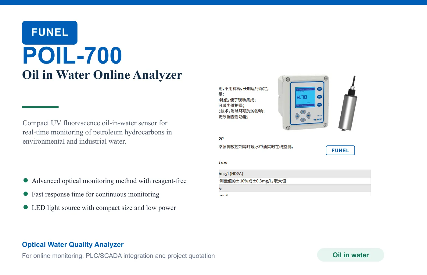 POIL-700 Oil in Water Online Analyzer