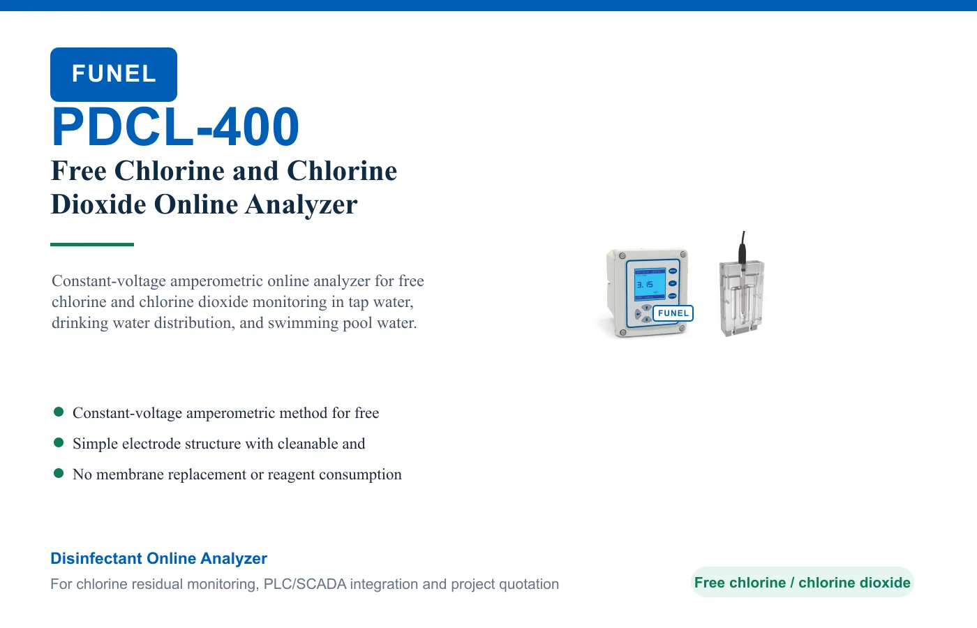 PDCL-400 Free Chlorine and Chlorine Dioxide Online Analyzer