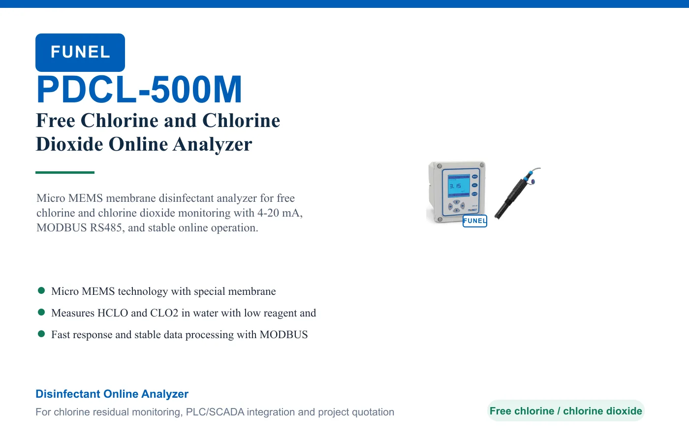 PDCL-500M Free Chlorine and Chlorine Dioxide Online Analyzer