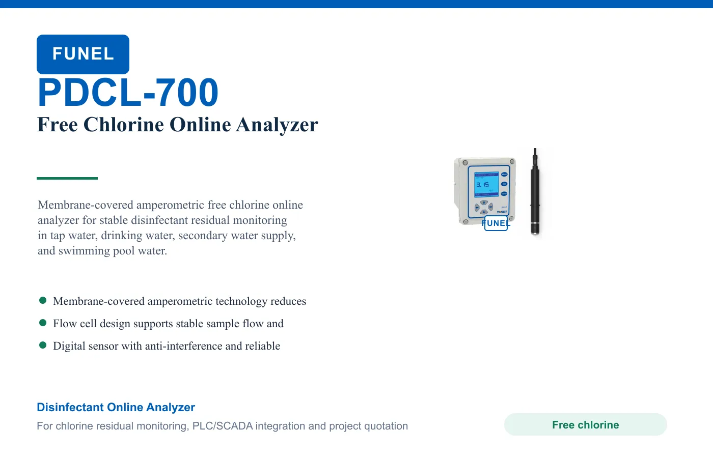 PDCL-700 Free Chlorine Online Analyzer