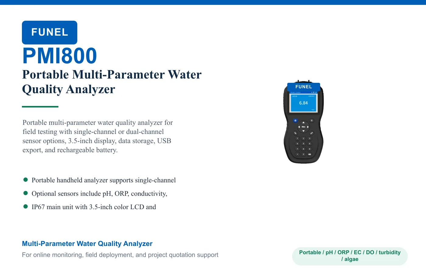 PMI800 Portable Multi-Parameter Water Quality Analyzer