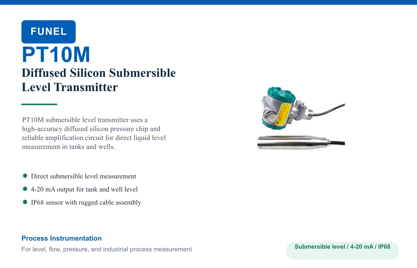 PT10M Diffused Silicon Submersible Level Transmitter